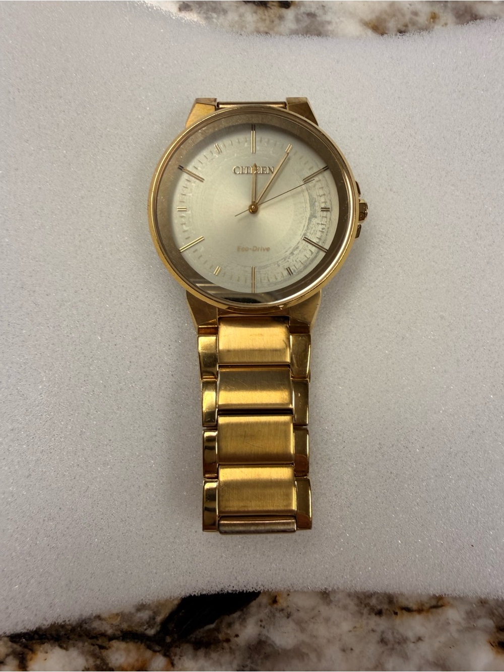 Citizen Axiom Eco-Drive Gold Tone Champagne Dial Watch Model BJ6512-56P